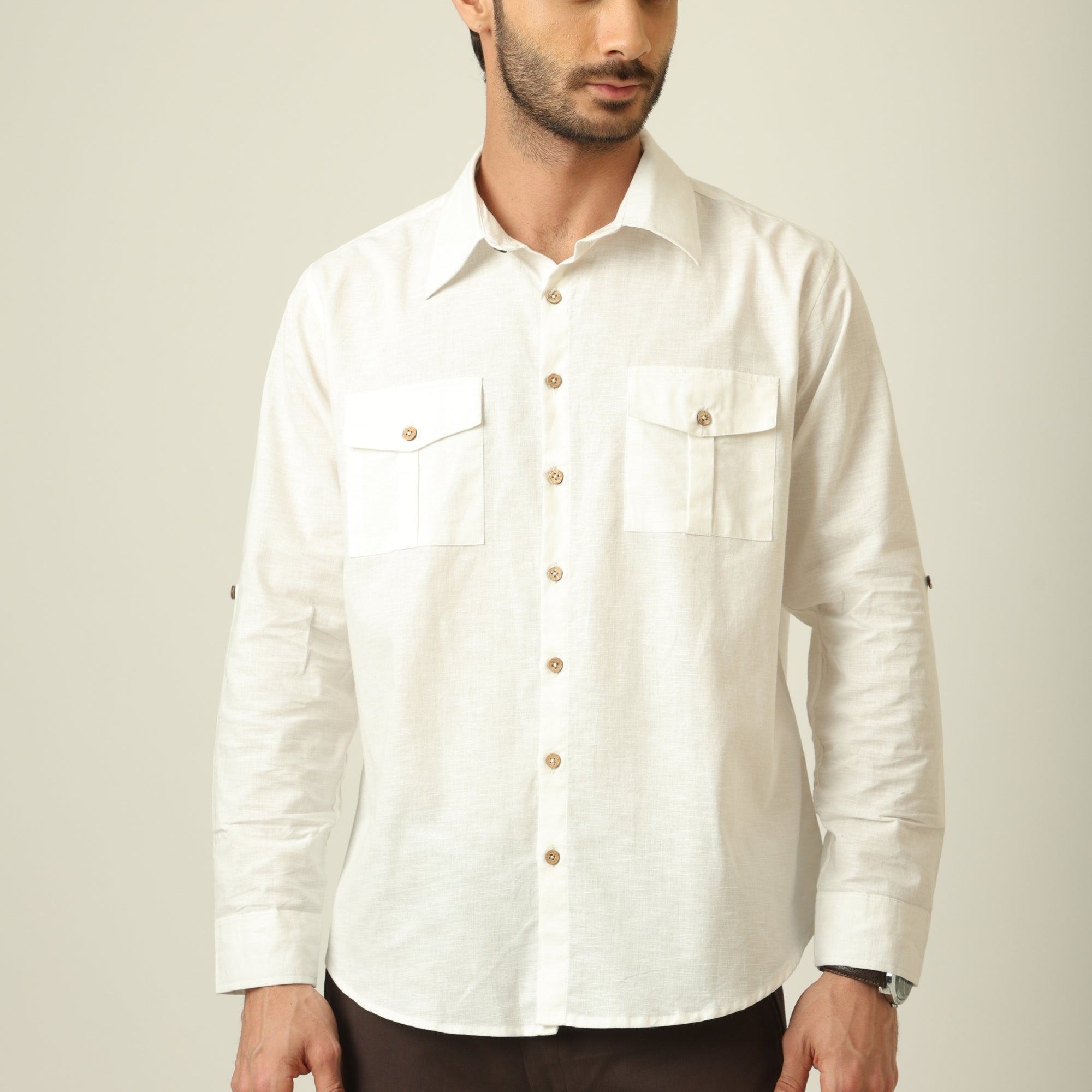 Relaxed Work Shirt - Linen Cotton - Ecru