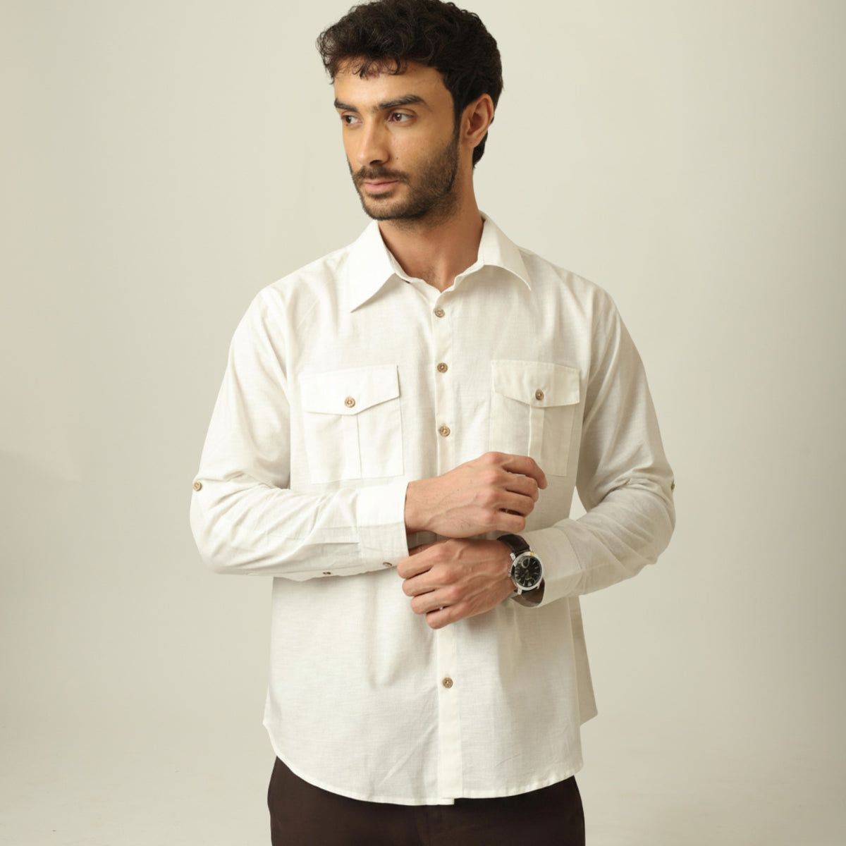 Relaxed Work Shirt - Linen Cotton - Ecru
