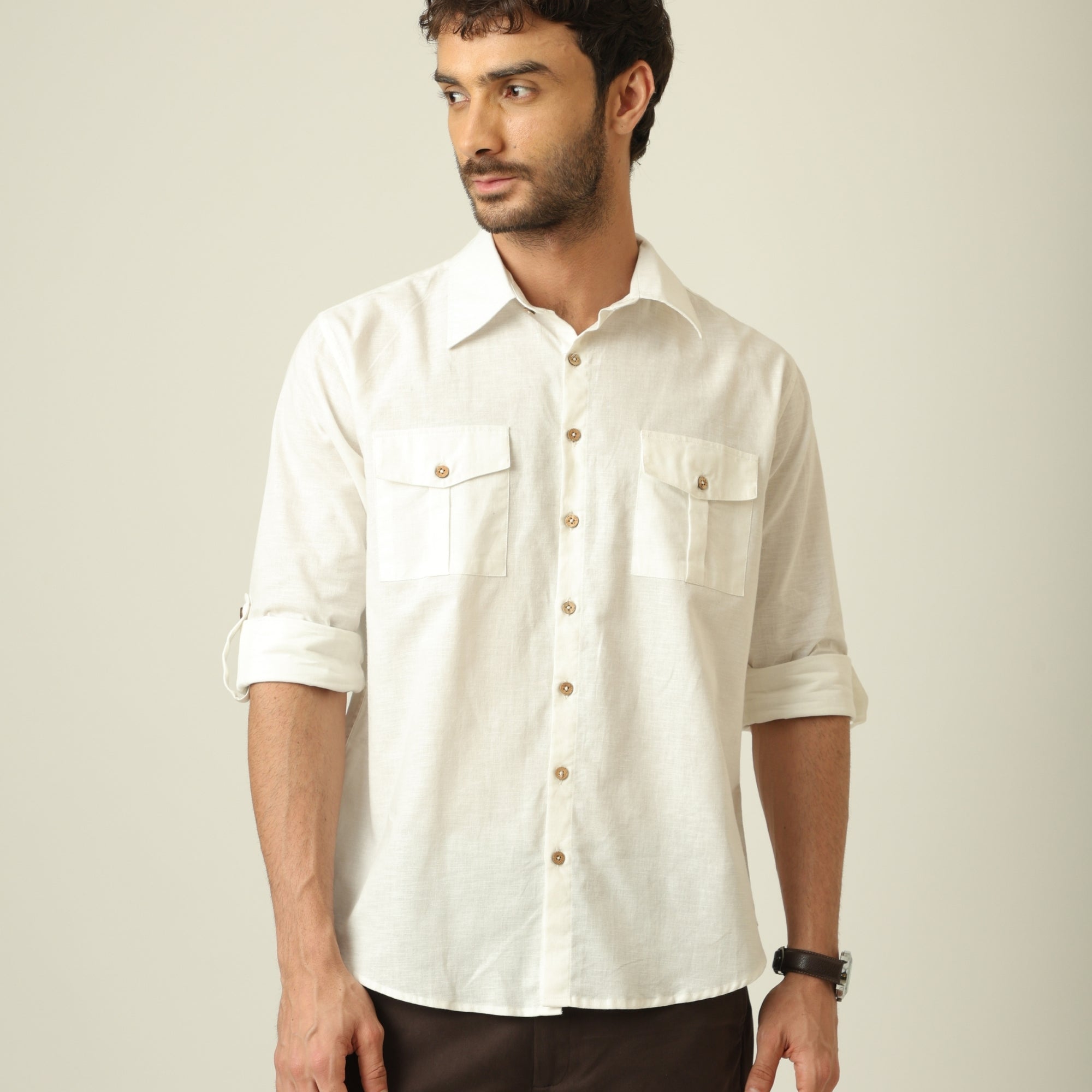 Relaxed Work Shirt - Linen Cotton - Ecru