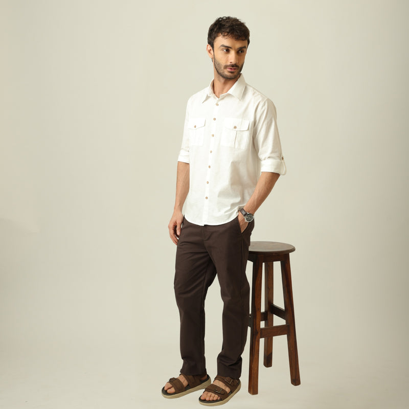 Relaxed Work Set Of 2 - Linen Cotton - Ecru & Coffee Brown