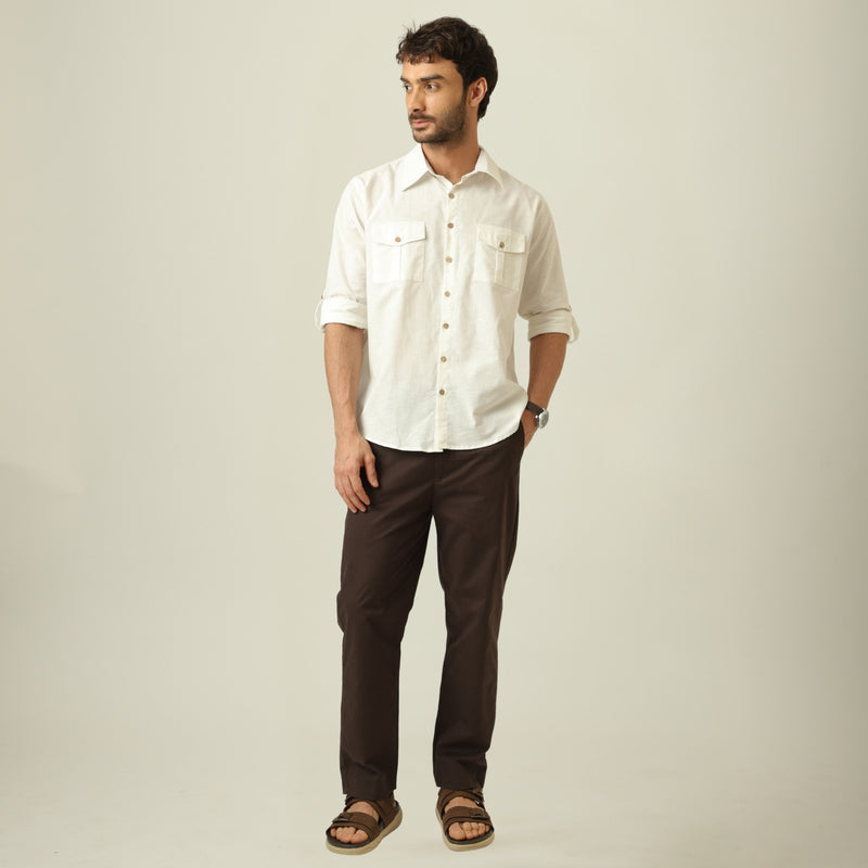 Relaxed Work Shirt - Linen Cotton - Ecru