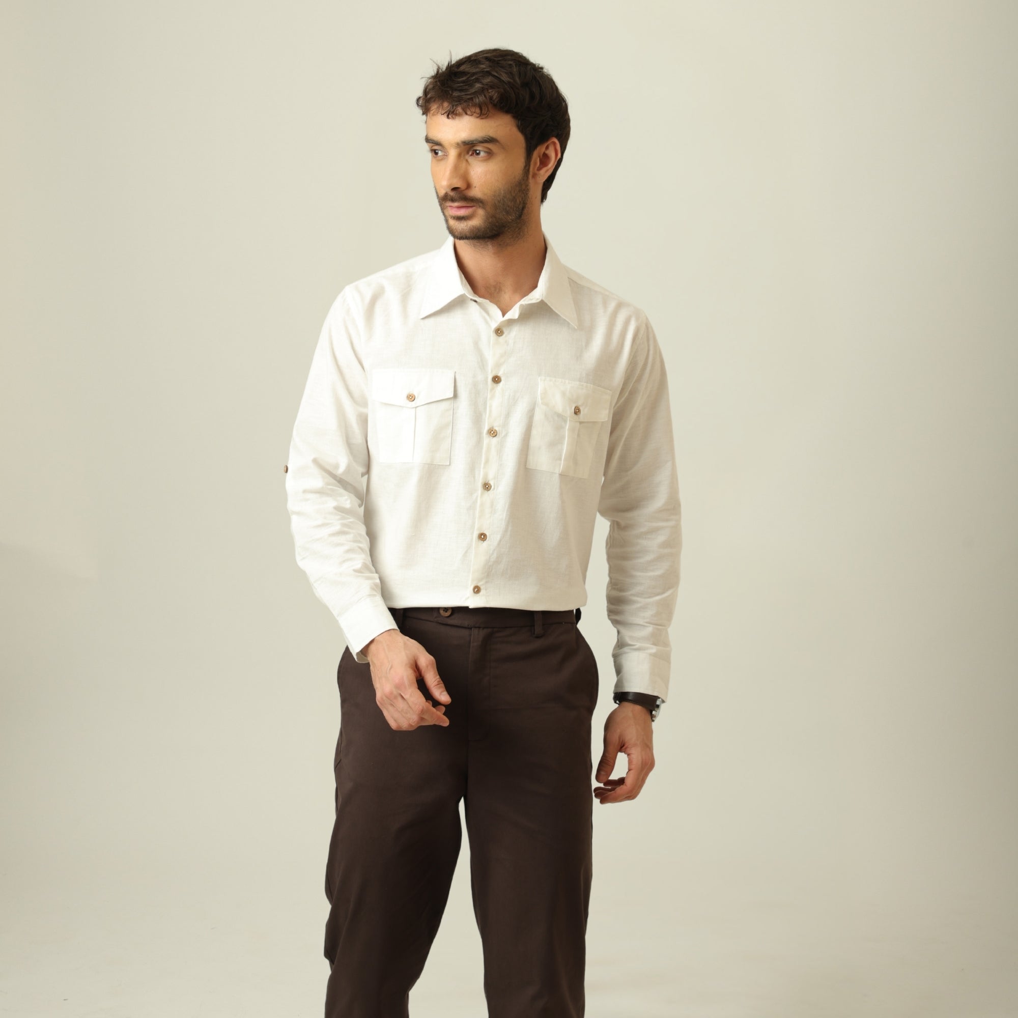 Relaxed Work Shirt - Linen Cotton - Ecru