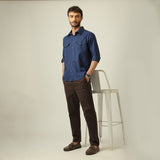 Relaxed Work Set Of 2 - Linen Cotton - Navy Blue & Coffee Brown