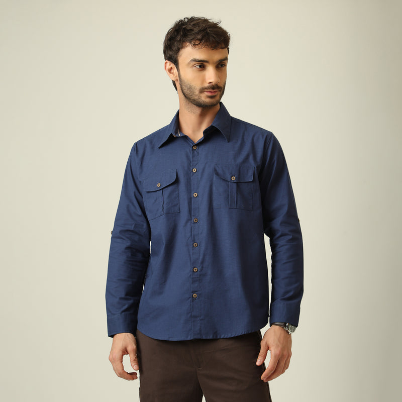 Relaxed Work Set Of 2 - Linen Cotton - Navy Blue & Coffee Brown