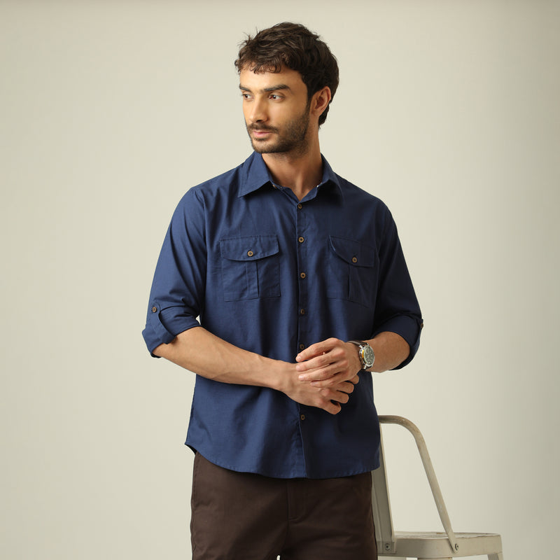Relaxed Work Set Of 2 - Linen Cotton - Navy Blue & Coffee Brown