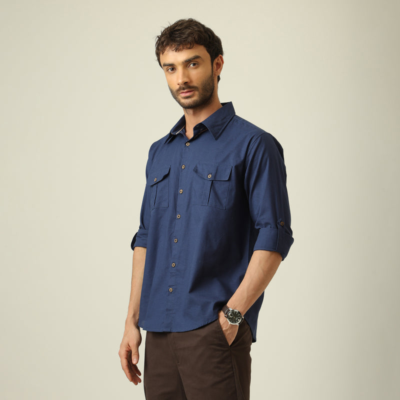 Relaxed Work Set Of 2 - Linen Cotton - Navy Blue & Coffee Brown