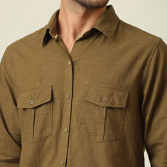 Relaxed Work Shirt - Linen Cotton - Olive Green