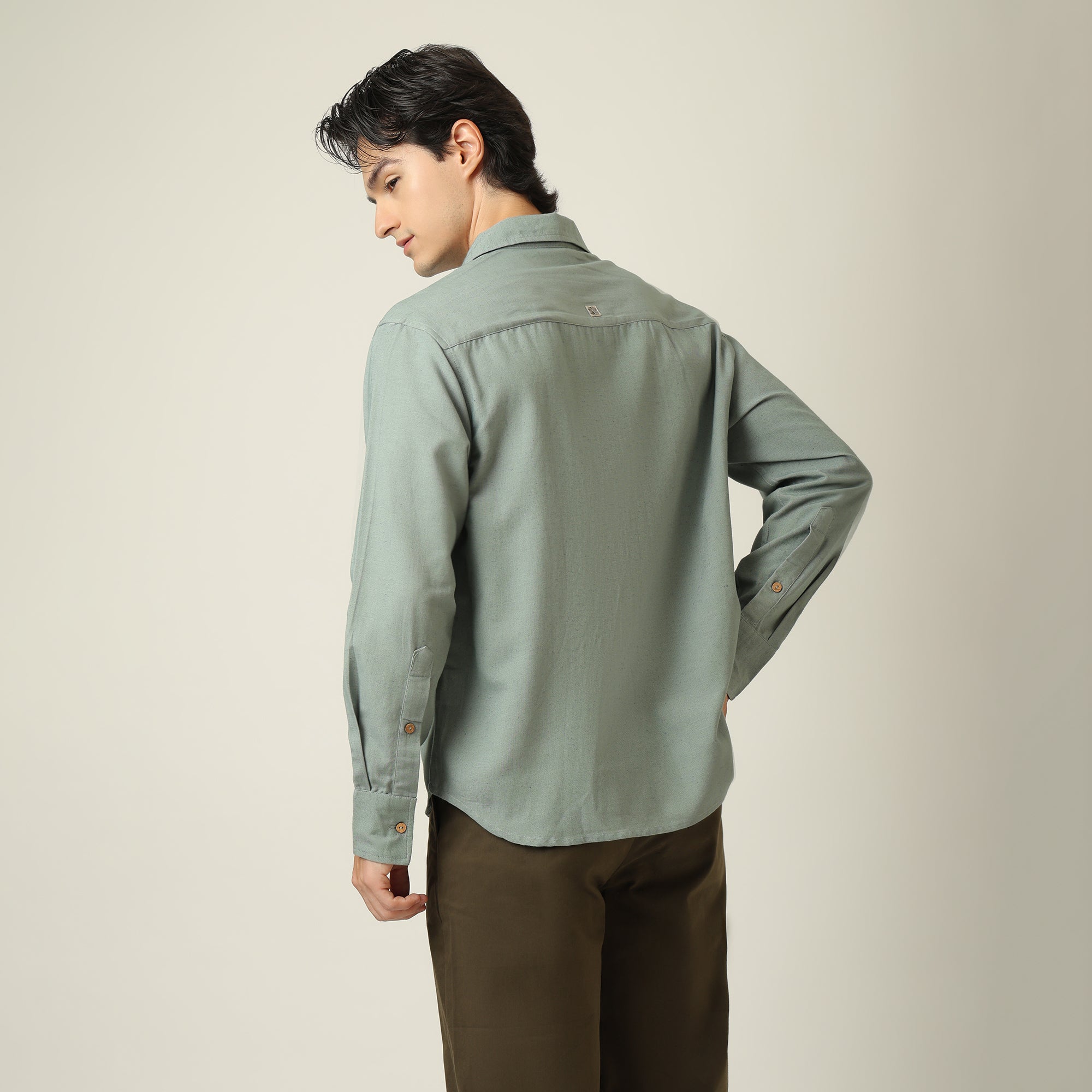 Bayside Set of 2 -  Relaxed Fit Linen Blend Shirt & Relaxed Fit Cotton Chinos  Agave Green & Olive