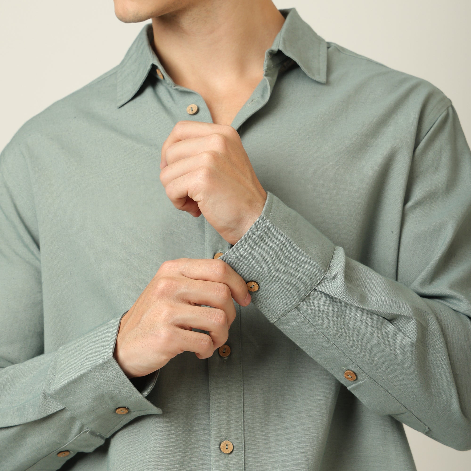 Bayside Set of 2 -  Relaxed Fit Linen Blend Shirt & Relaxed Fit Cotton Chinos  Agave Green & Olive