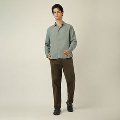 Bayside Set of 2 -  Relaxed Fit Linen Blend Shirt & Relaxed Fit Cotton Chinos  Agave Green & Olive