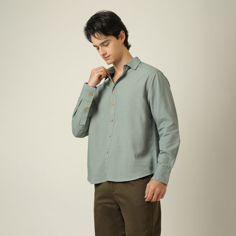 Bayside Shirt - Relaxed Fit - Linen Blend - Agave Green