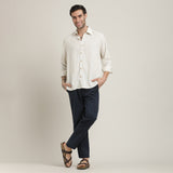 Bayside Set of 2 - Relaxed Fit Linen Blend Shirt & Relaxed Fit Cotton Chinos – Beige & Navy Blue