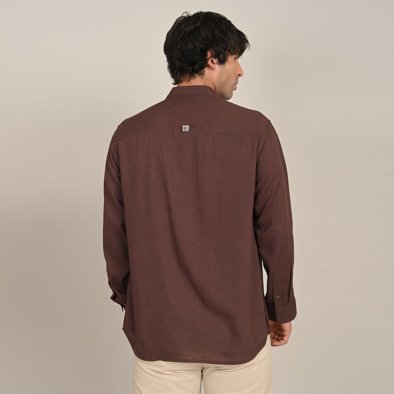 Bayside Shirt - Relaxed Fit - Linen Blend - Coffee Brown