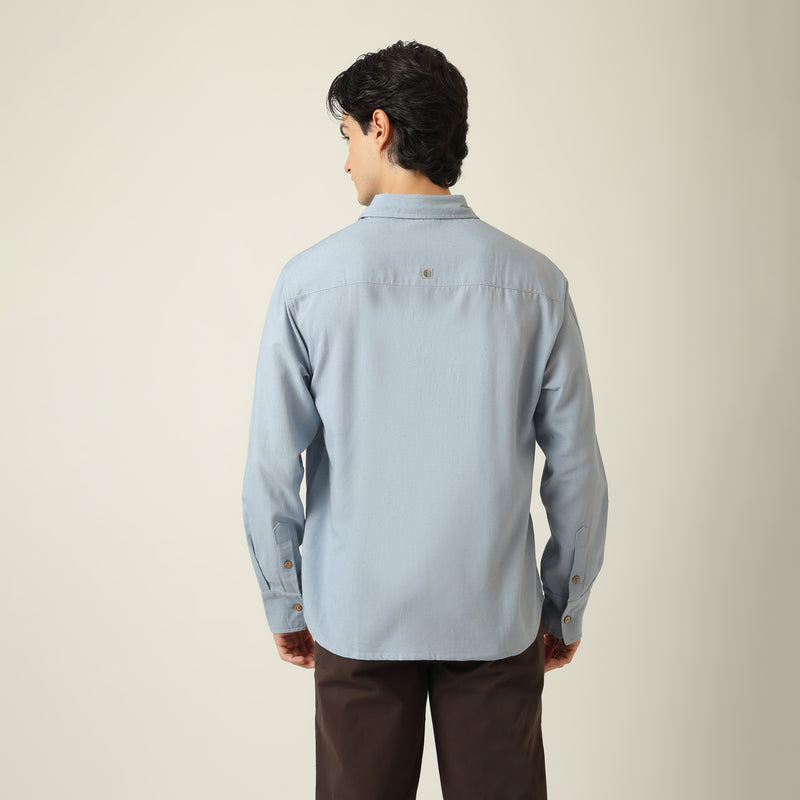 Bayside Shirt - Relaxed Fit - Linen Blend - Dusty Blue