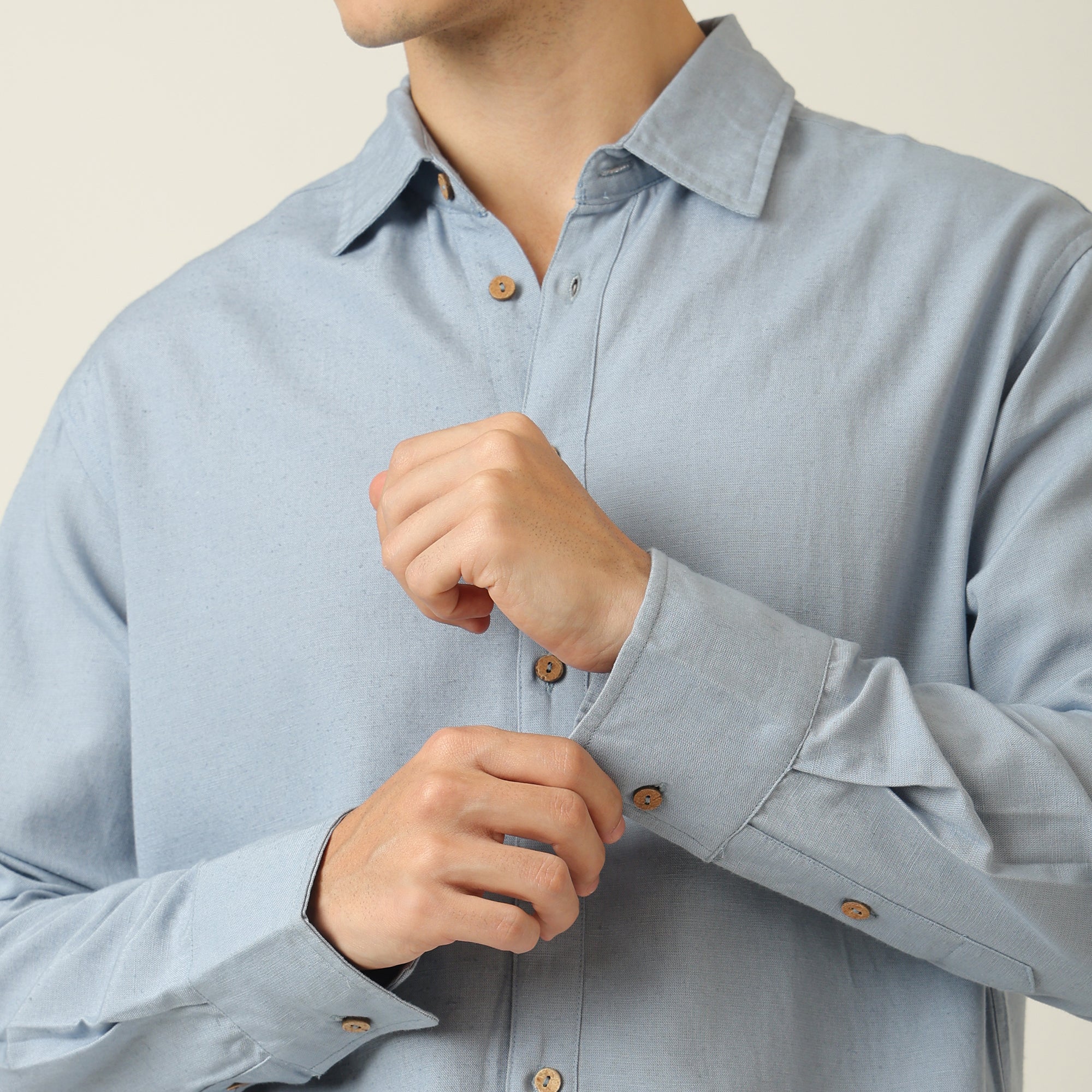 Bayside Shirt - Relaxed Fit - Linen Blend - Dusty Blue