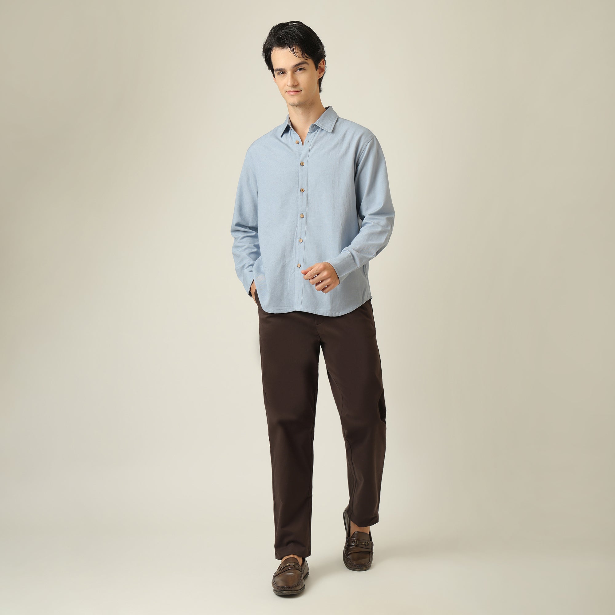 Bayside Shirt - Relaxed Fit - Linen Blend - Dusty Blue