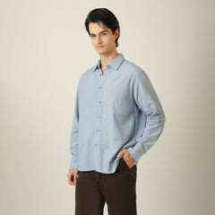 Bayside Shirt - Relaxed Fit - Linen Blend - Dusty Blue
