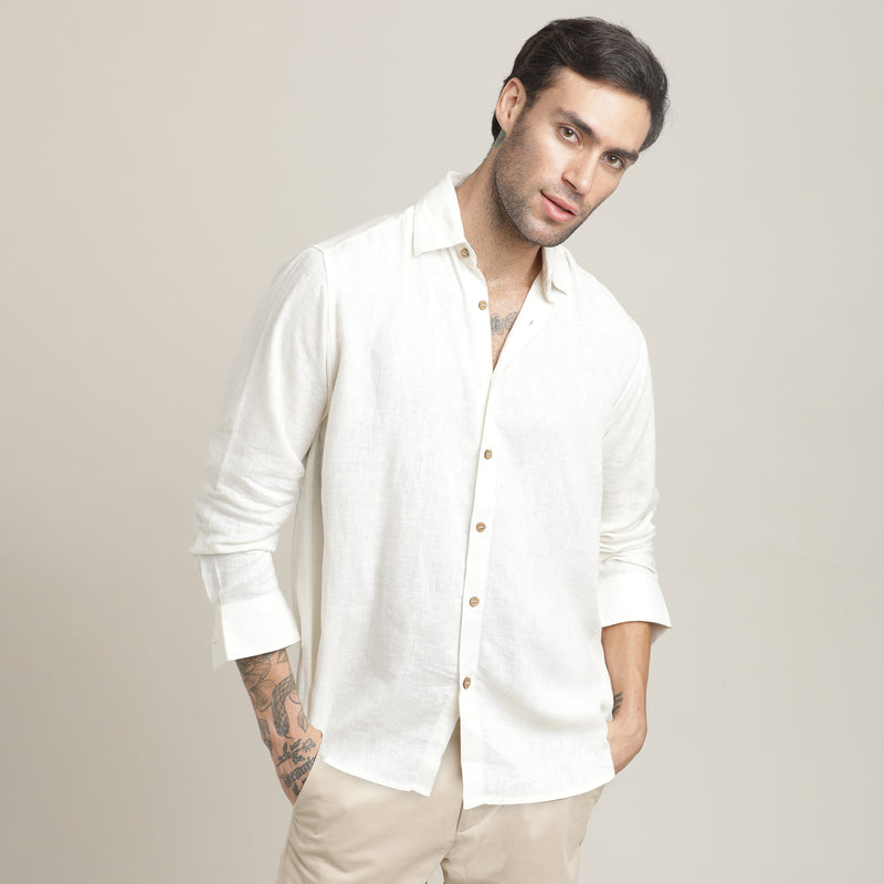 Bayside Set of 2 - Relaxed Fit Linen Blend Shirt & Relaxed Fit Cotton Chinos – Ecru & Beige