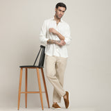 Bayside Set of 2 - Relaxed Fit Linen Blend Shirt & Relaxed Fit Cotton Chinos – Ecru & Beige