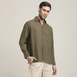 Bayside Shirt - Relaxed Fit - Linen Blend - Olive Green