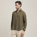 Bayside Shirt - Relaxed Fit - Linen Blend - Olive Green
