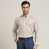 Hugh Set Of 2 - Regular Fit Button-Down Shirt In Cotton Linen & Single Pleated Loose Fit Pants – Natural Grey & Navy Blue