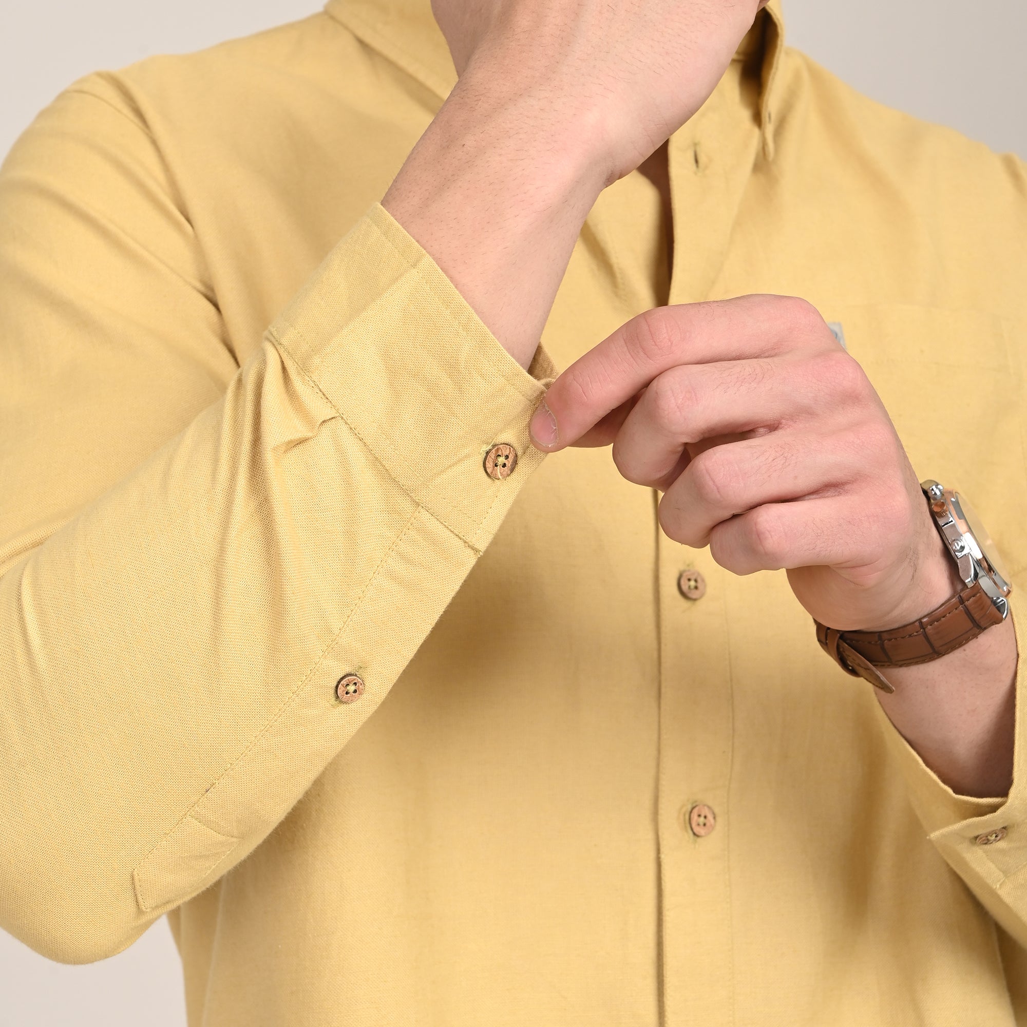 Hugh Button Down Shirt - Regular Fit - Cotton Linen - Butter Yellow
