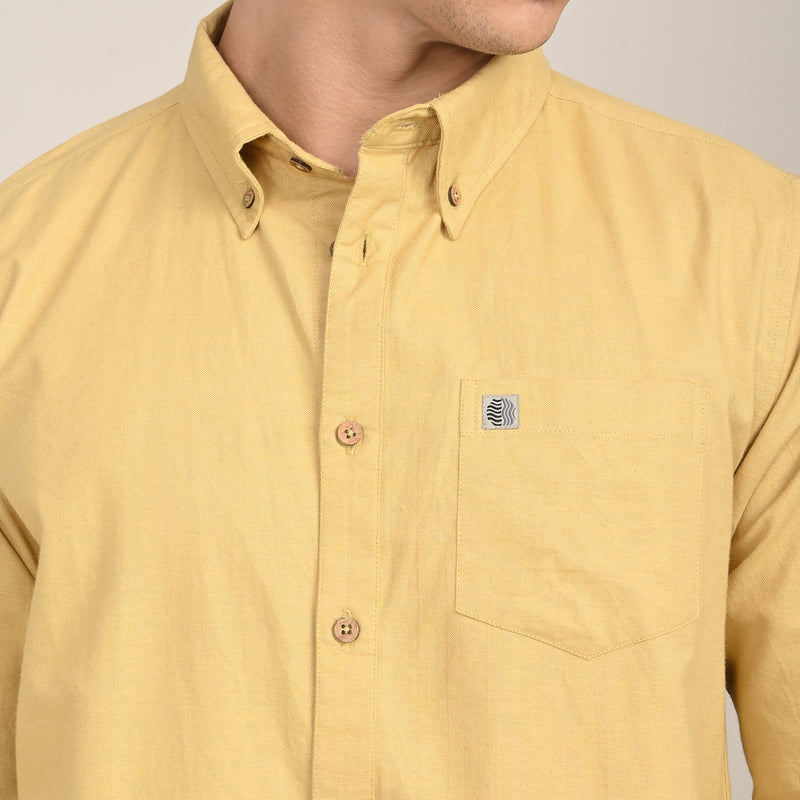 Hugh Button Down Shirt - Regular Fit - Cotton Linen - Butter Yellow