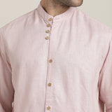 Viceroy Set of 2 - Regular Fit Mandarin Collar Shirt Statement Loop Buttons & Relaxed Fit Pleated Chinos – Pastel Pink & Ecru