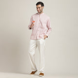 Viceroy Set of 2 - Regular Fit Mandarin Collar Shirt Statement Loop Buttons & Relaxed Fit Pleated Chinos – Pastel Pink & Ecru