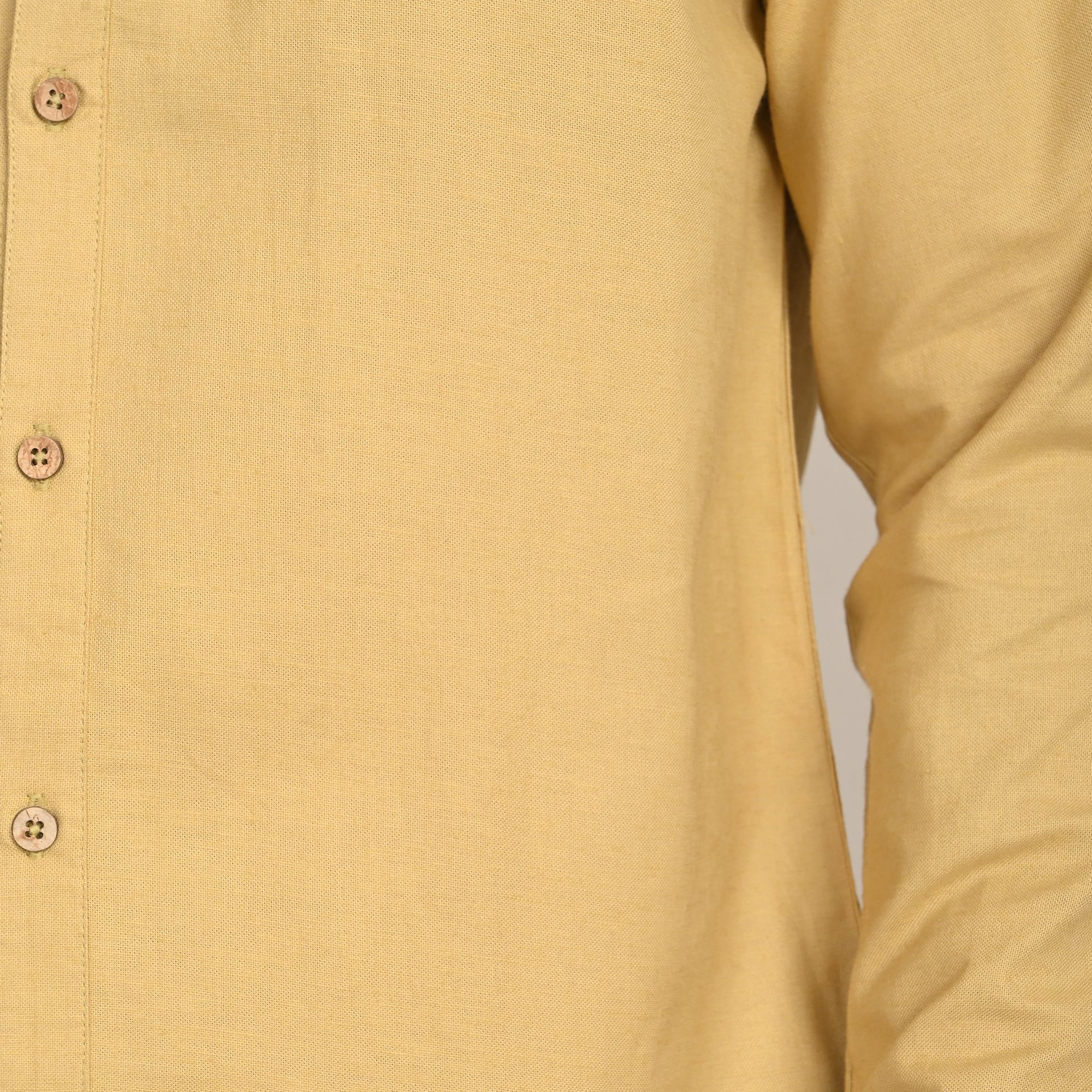 Viceroy Shirt - Regular Fit - Mandarin Collar - 3 Statement Loop Buttons - Linen Cotton  Butter Yellow