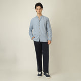 Field Set of 2 - Relaxed Fit Mandarin Collar Shirt & Relaxed Fit Pleated Cotton Chinos – Dusty Blue & Navy