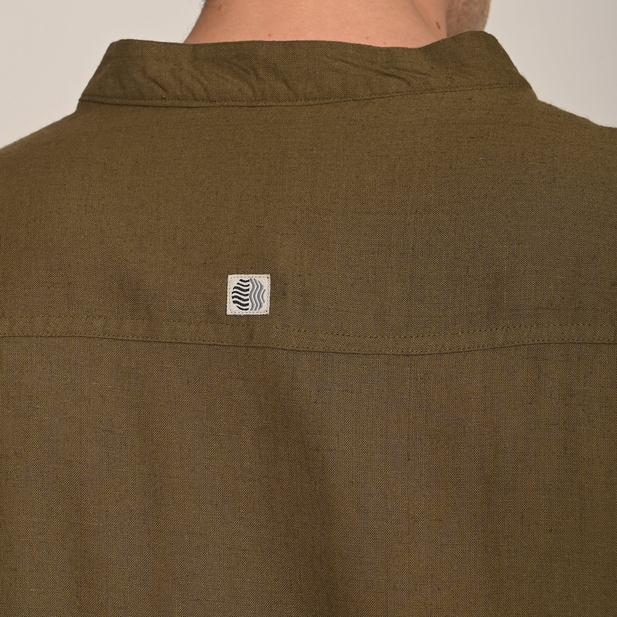 Field Set of 2  Relaxed Fit Mandarin Collar Shirt & Relaxed Fit Pleated Cotton Chinos  Olive & Beige