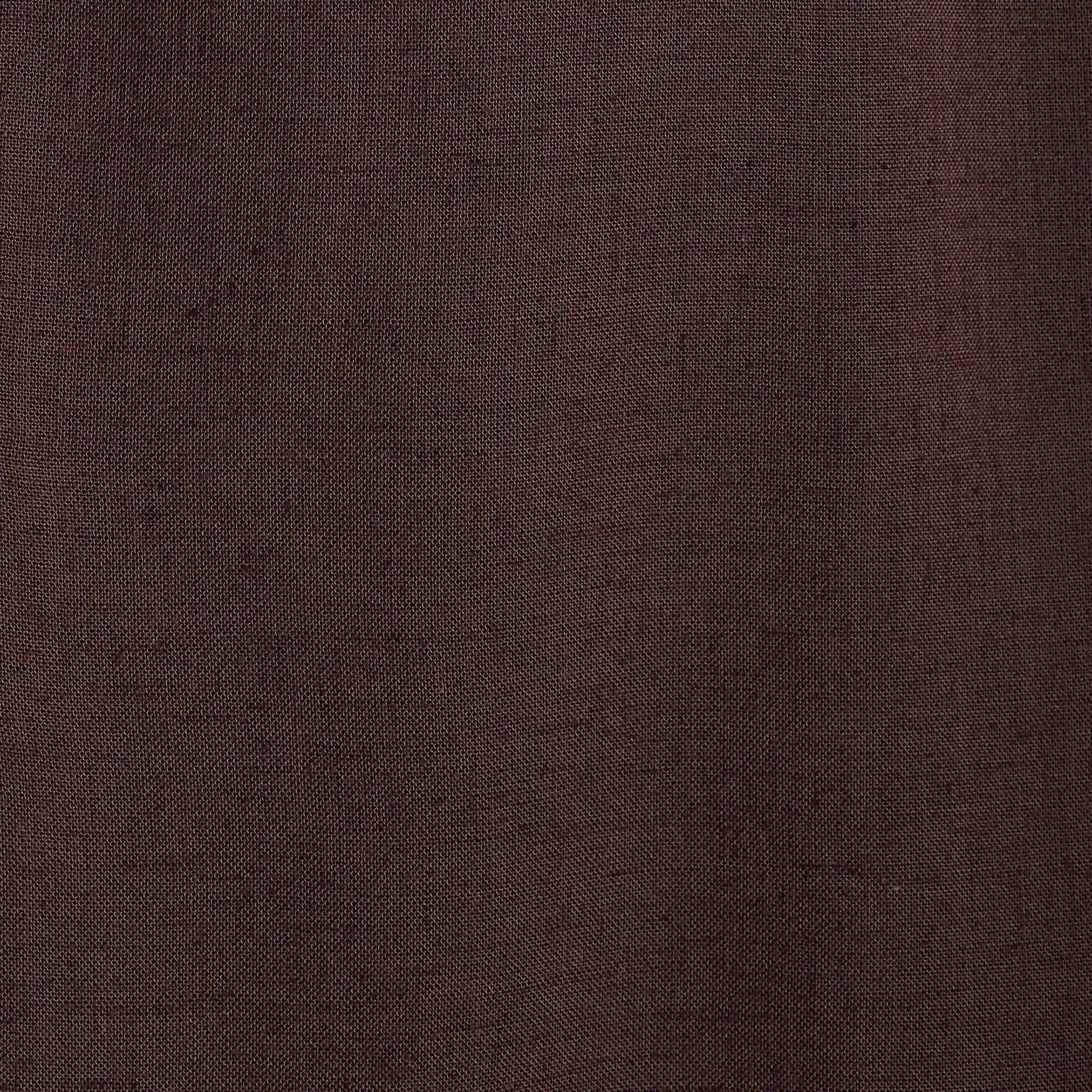 Solora Limited Edition Mandarin Collar Half Placket Shirt - Relaxed Fit - Diamond Popover Placket - Soft Linen – Coffee Brown With Tonal Embroidery