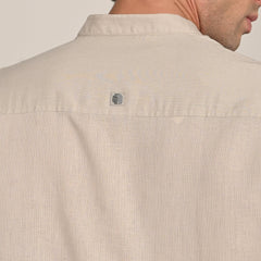 Iki Set of 2  Regular Fit Mandarin Collar Shirt With Popover Placket & Loop Closure Paired With Relaxed Fit Straight Leg Chinos  Natural Grey & Army Green