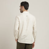 Indrazen Set of 2 - Mandarin Collar Diamond Popover Placket Shirt & Pleated Chinos – Beige & Army Green
