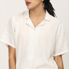 Cuban Collar Shirt - Ecru