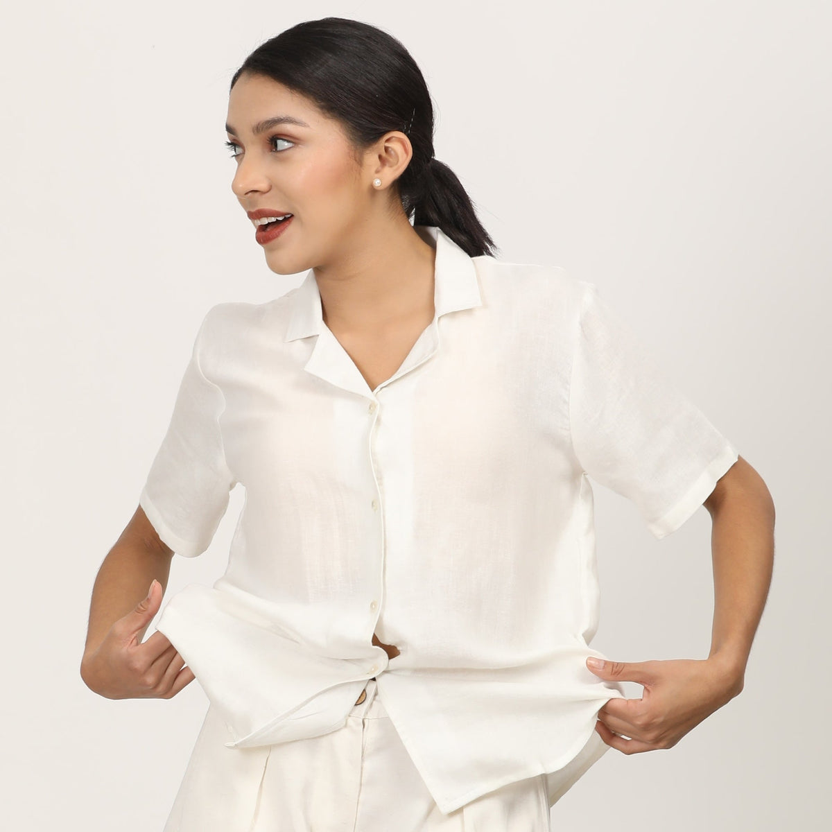 Cuban Collar Shirt - Ecru