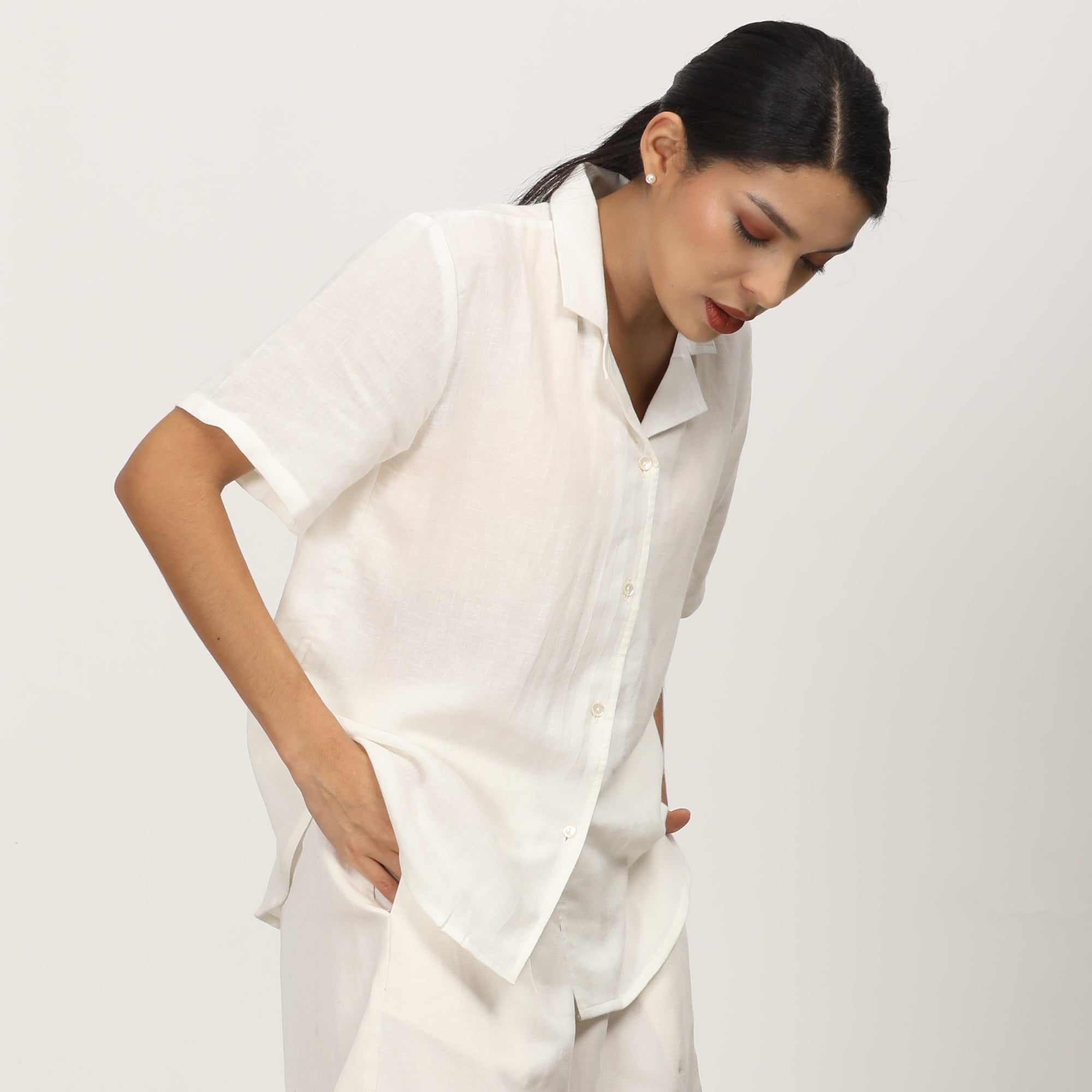 Cuban Collar Shirt - Ecru