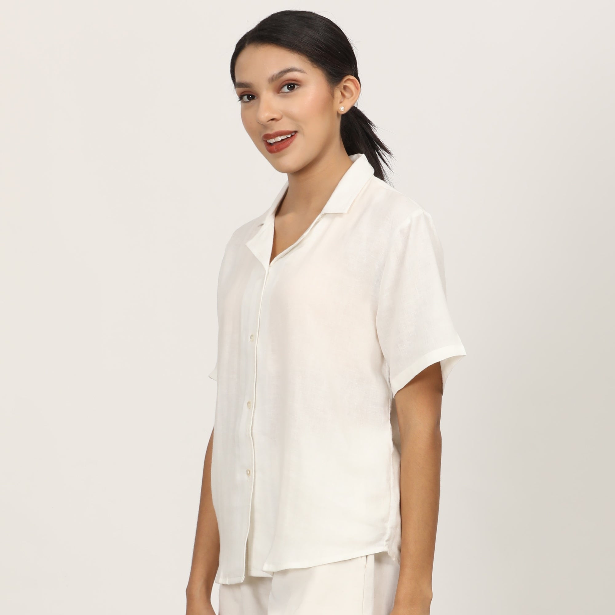 Cuban Collar Shirt - Ecru