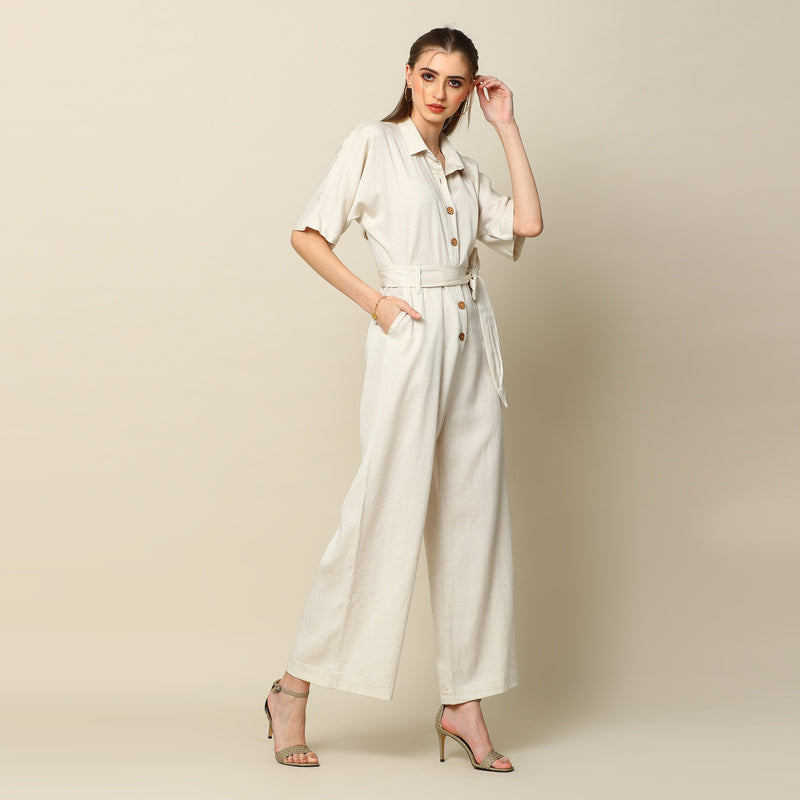 Manhattan Jumpsuit - Ecru
