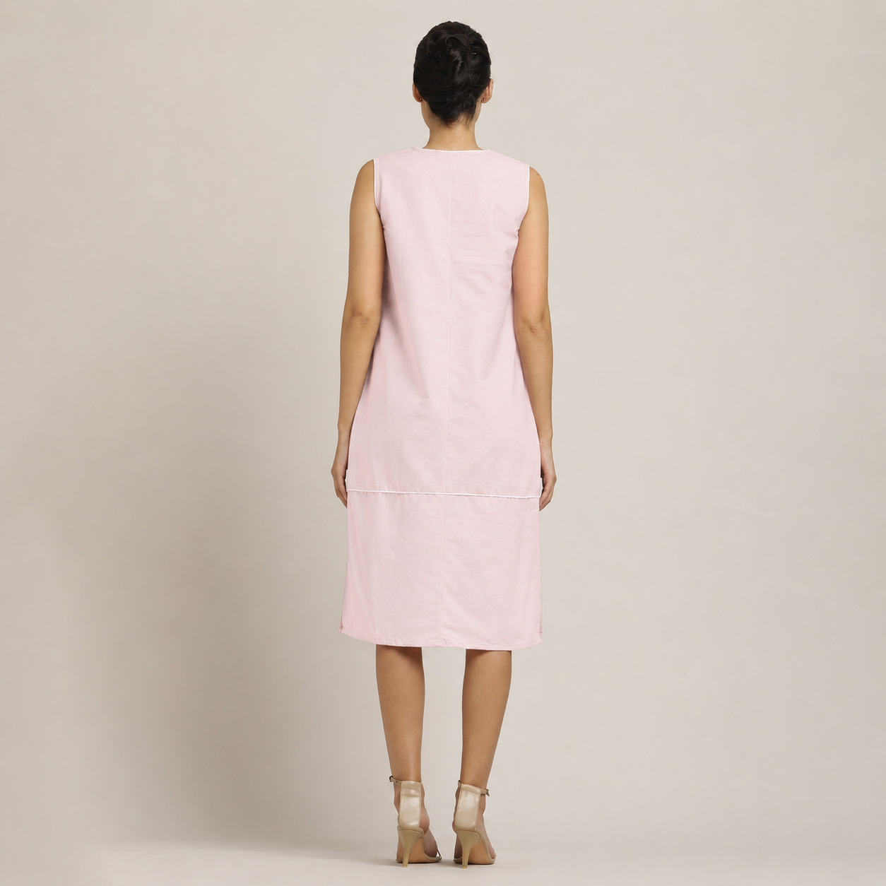 Jackie Dress & Jacket Set - Pastel Pink With Ecru Edging