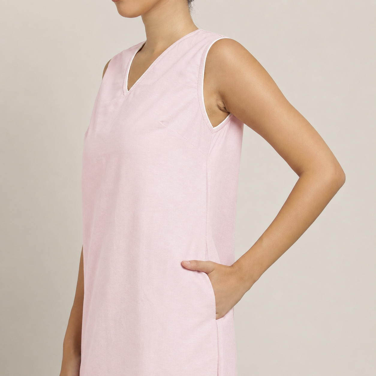 Jackie Dress & Jacket Set - Pastel Pink With Ecru Edging