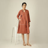 Jackie Dress & Jacket Set - Terracotta Brown With Ecru Edging