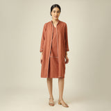 Jackie Dress & Jacket Set - Terracotta Brown With Ecru Edging