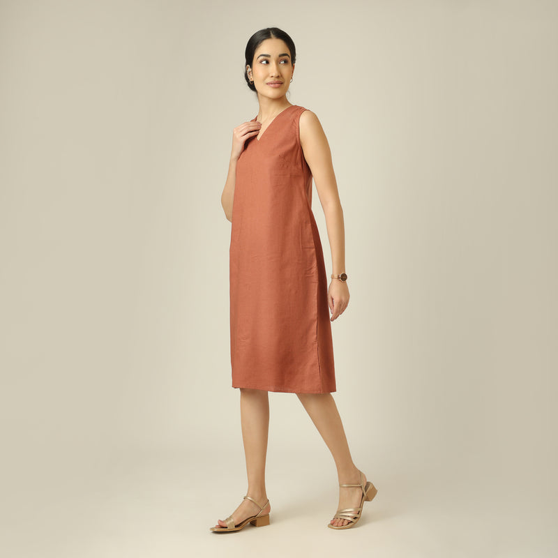 Jackie Dress - Terracotta Brown