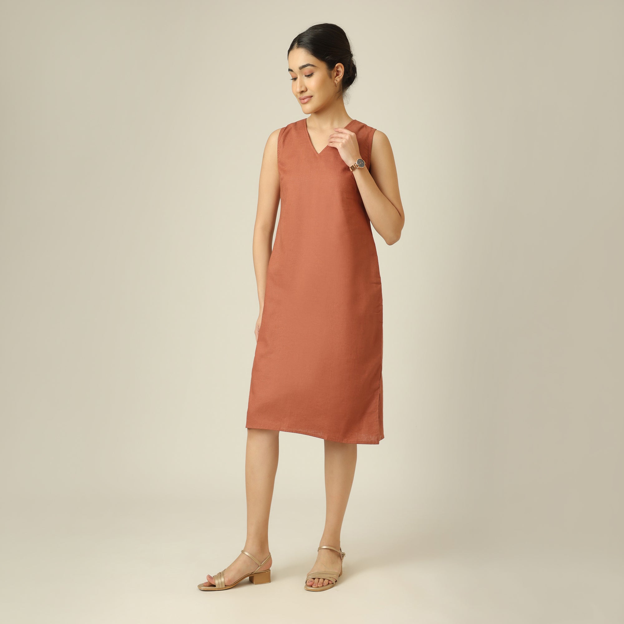 Jackie Dress - Terracotta Brown