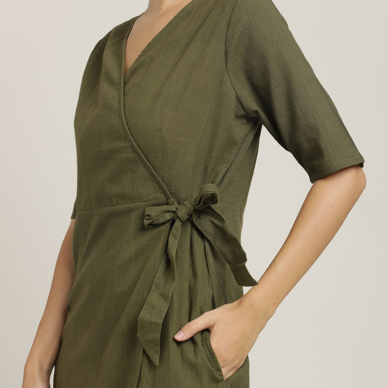 Wrap Dress - Olive Green