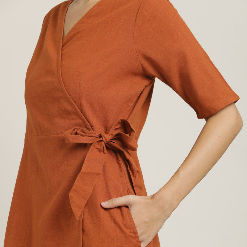 Wrap Dress - Autumn Rust