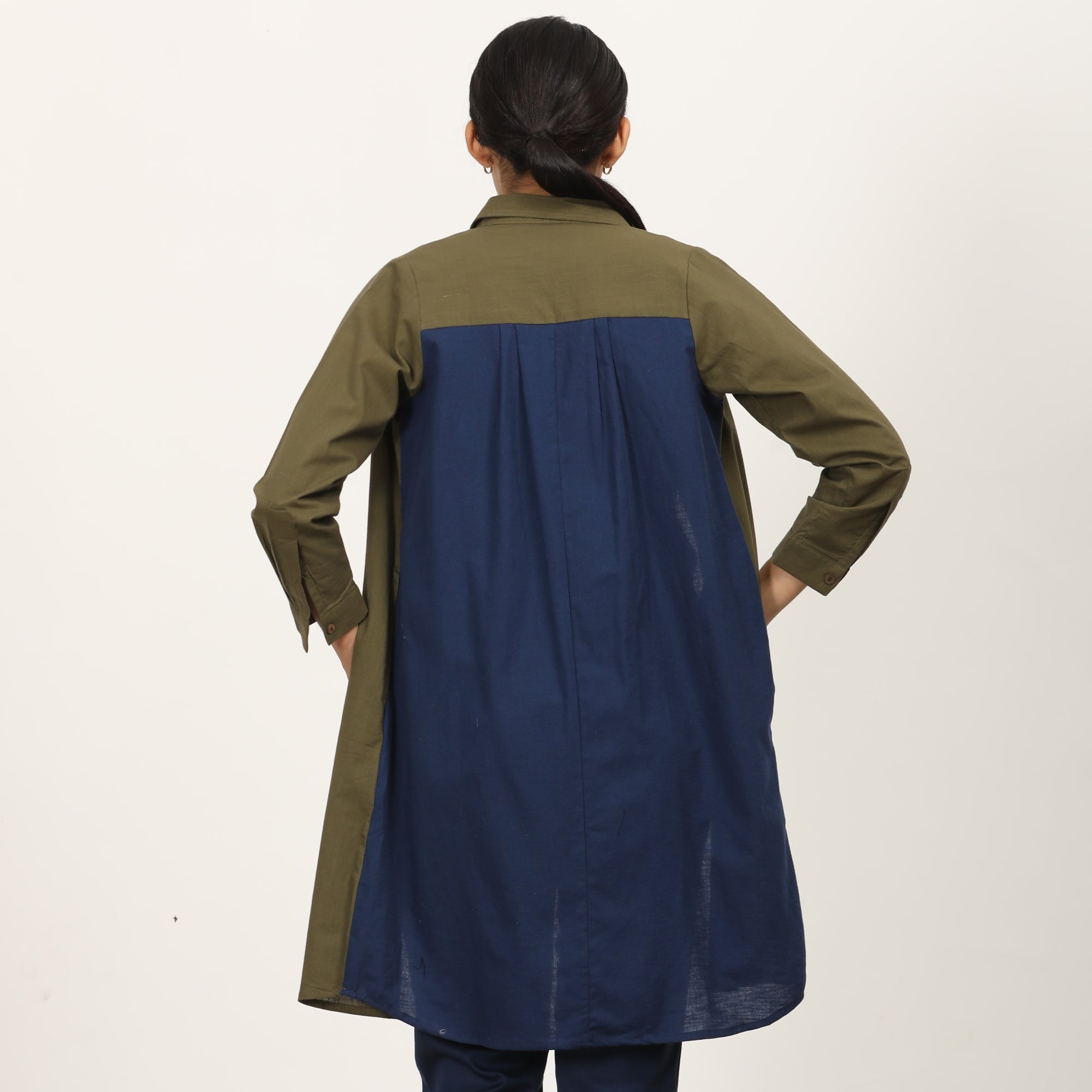 Sardaar Set Of 3 - Long Shirt, Inner & Pants  - Olive & Navy